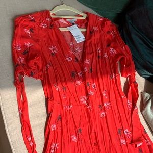 NWT H&M red midi dress size 6